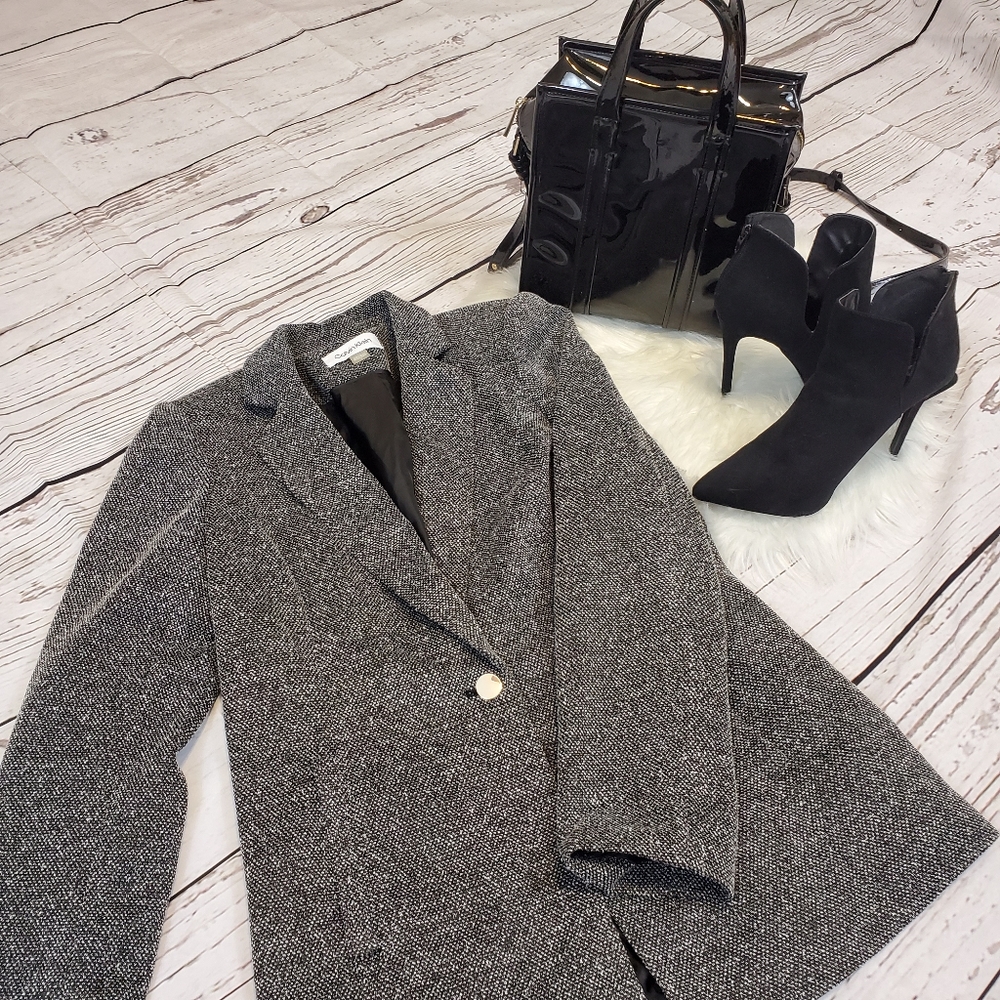 Calvin Klein Gray Tweed Blazer